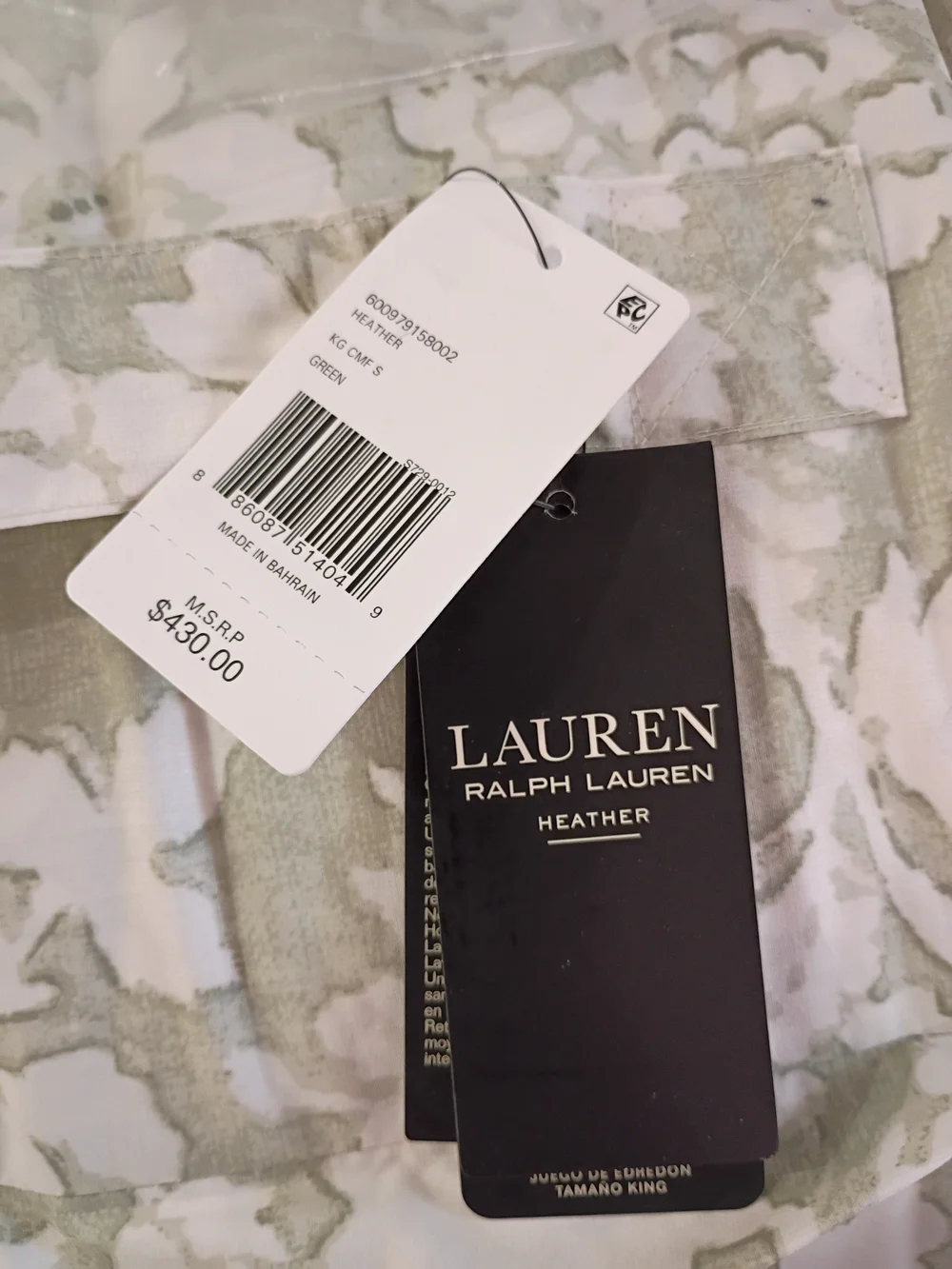 Lauren Ralph Lauren Heather Green Floral Comforter Set - King Size New